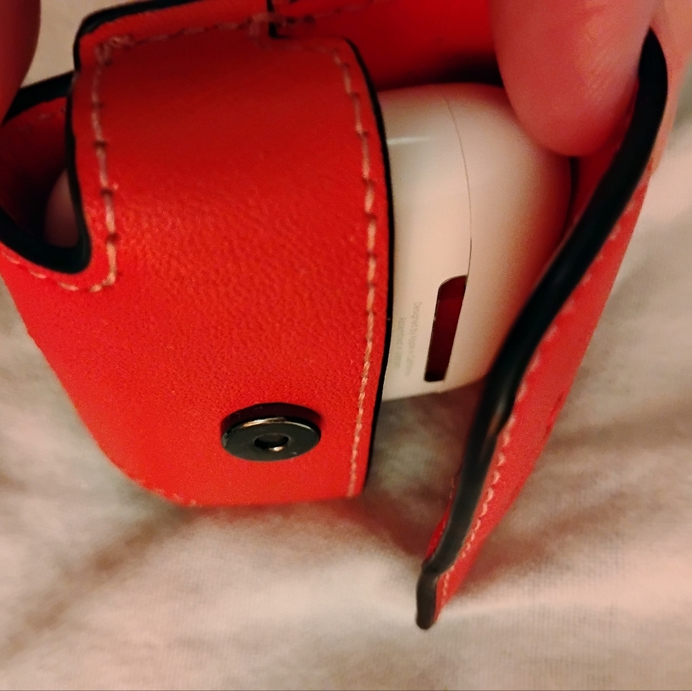 Coach Red Leather Airpod Pouch - Picture 6 of 9